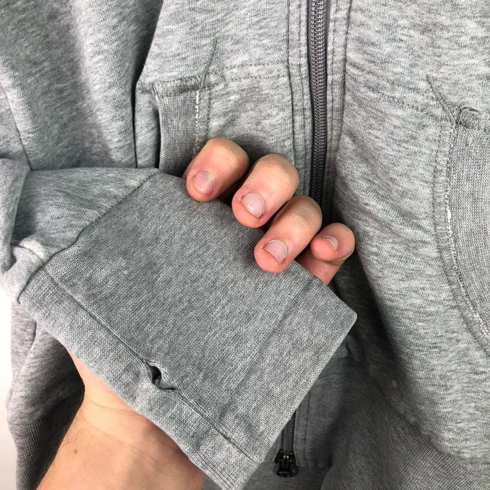 Y2K Nike Silver‎ Tag Full Zip Gray Hoodie Sweatshirt Adult Size Small